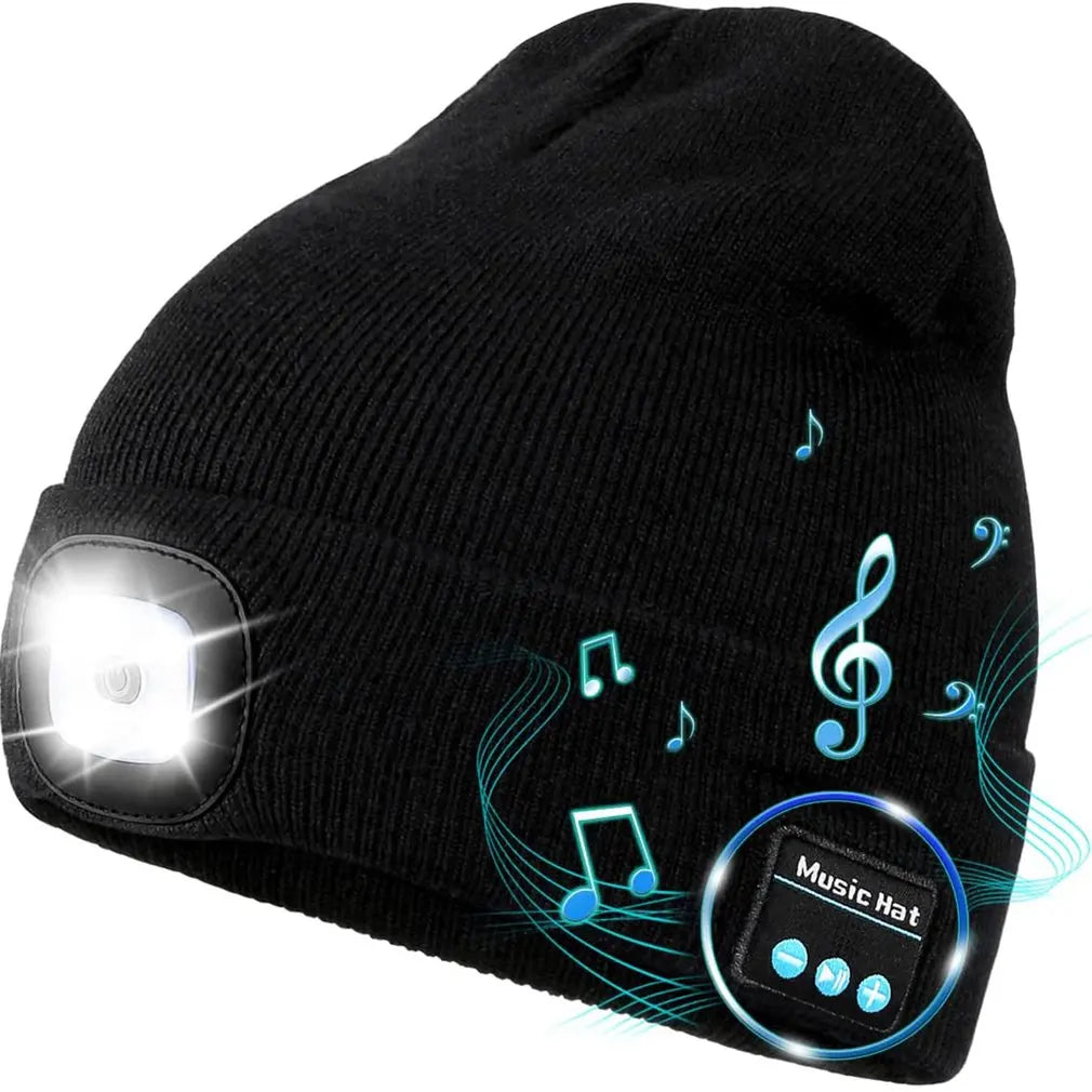 Gorro con luz nocturna LED- Bluetooth con auricular inalámbrico para música